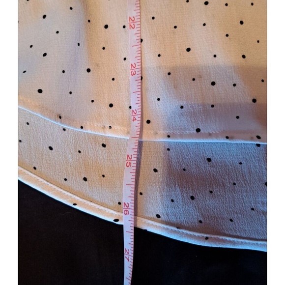 EXPRESS Slim Fit Portofino Blouse White with Black Polka Dot Button Accents Sz S - Picture 9 of 11